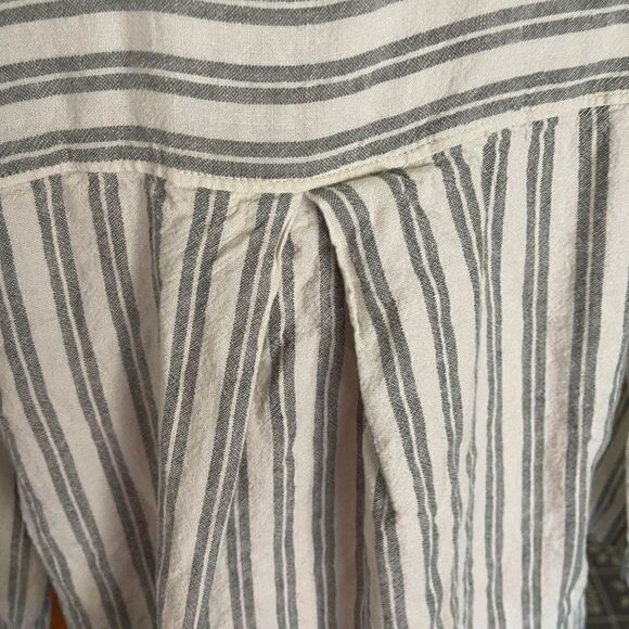 Madewell Dylan Gray Green and White Striped Blouse, Size XXS - Picture 3 of 11